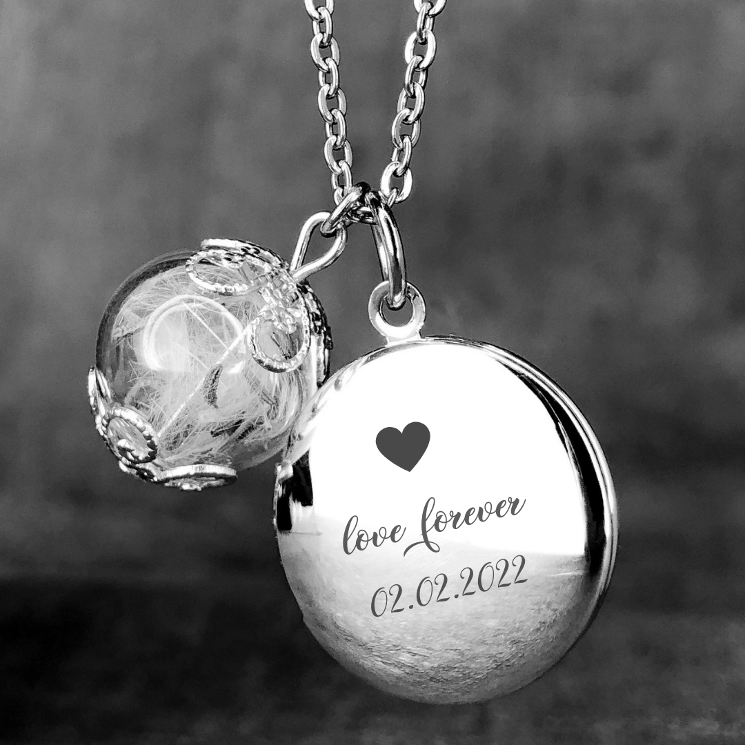 Chaîne de médaillon de fleurs de la pique personnalisable avec photoservice - Silver Plated - VIK-123