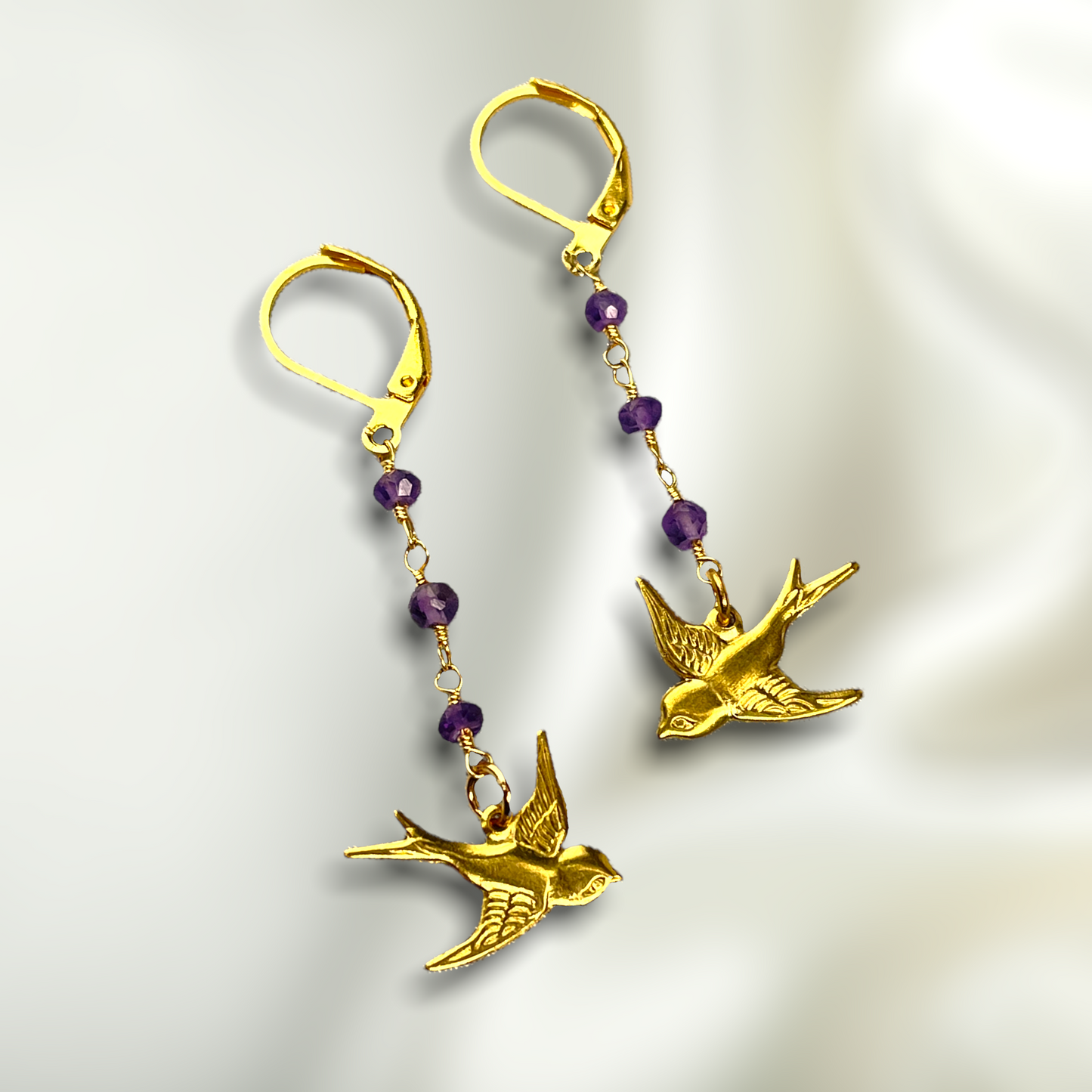 Boucles d'oreilles or améthystes - VinoHR-61