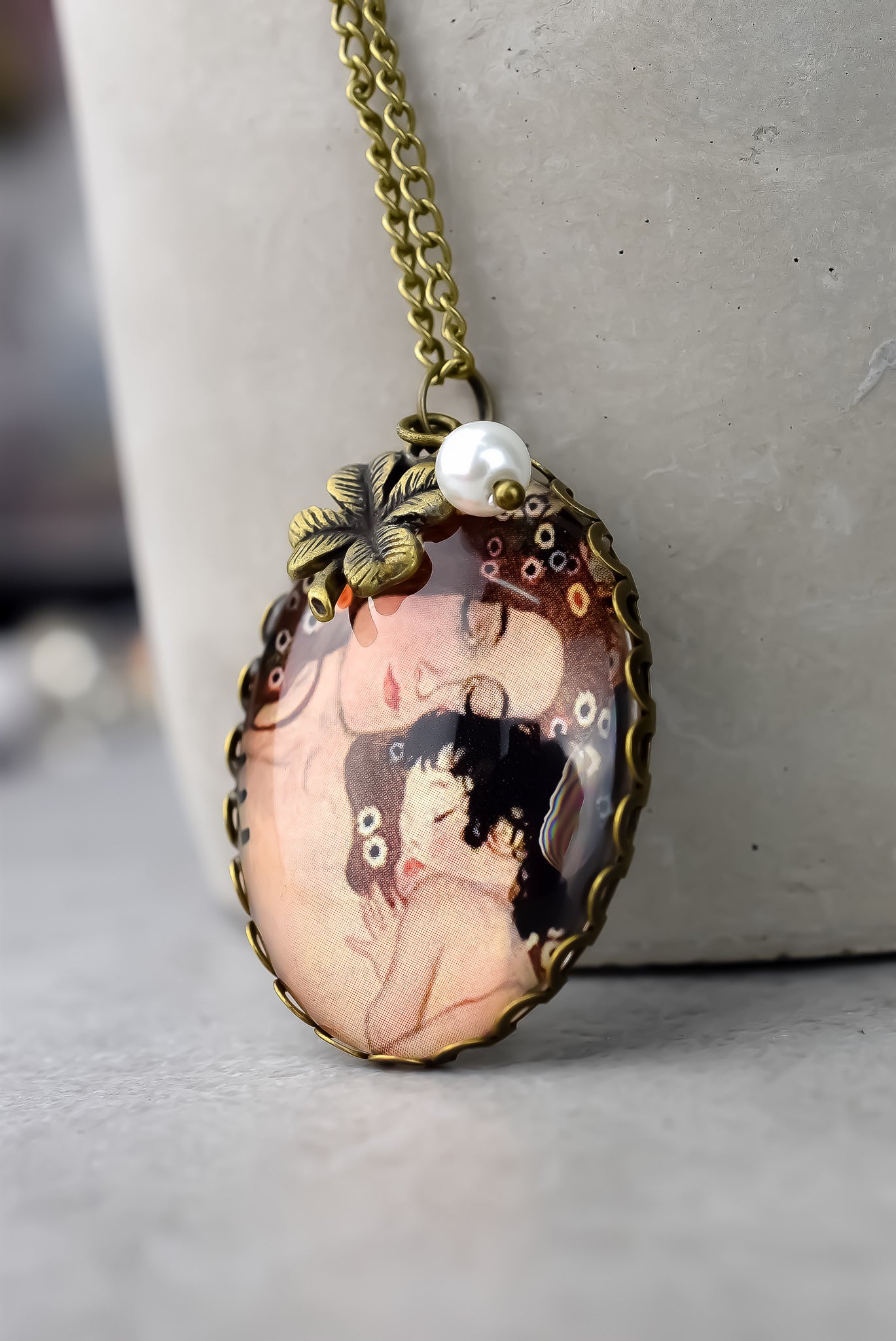 Mère amour par klimt bronze chaîne