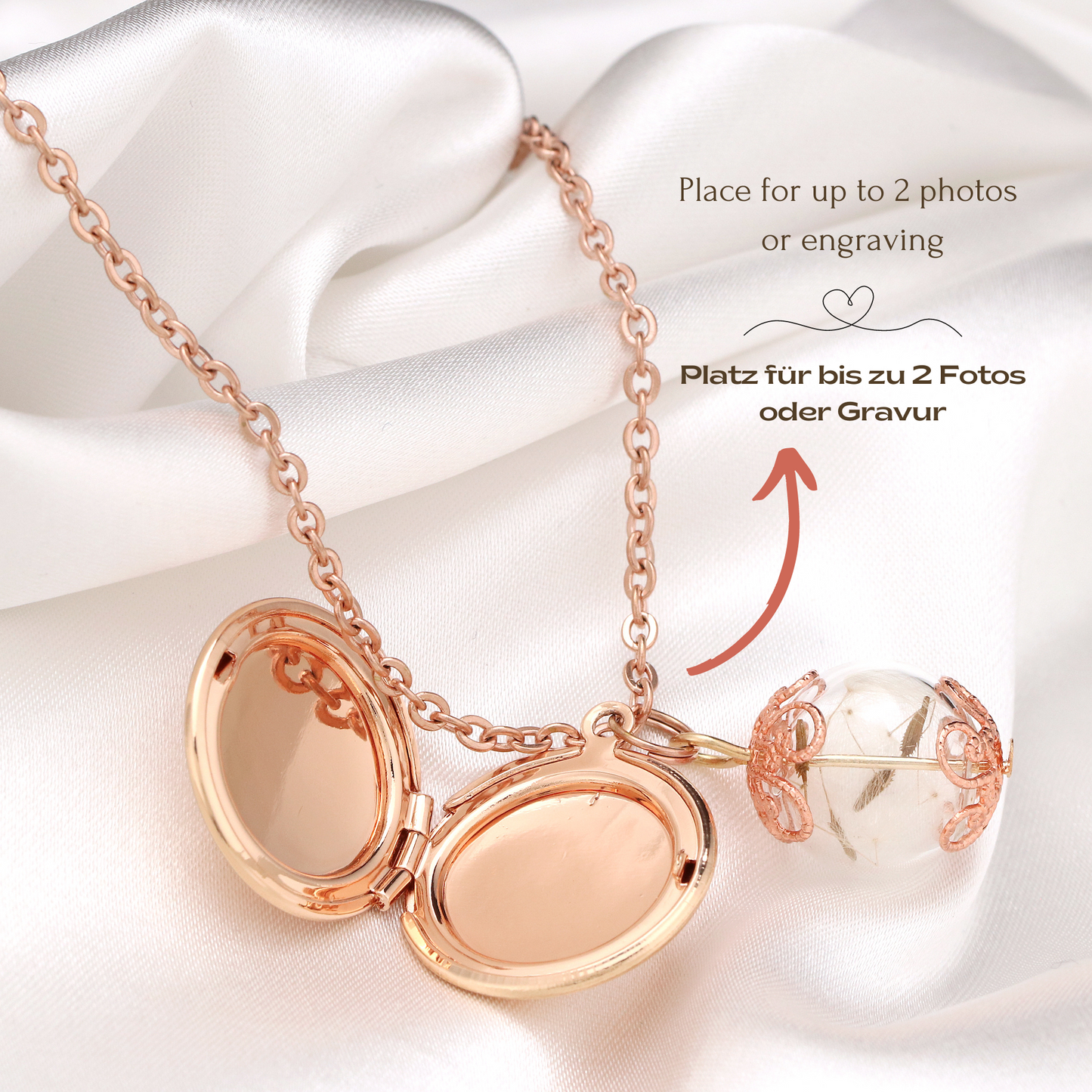 Papier plaqué or Rosegold Dailly Chaîne avec pusflumen - bijoux personnalisables avec photoservice - VIK-87