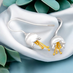 Glockenblumen Bicolor auriculiers-925 Sterling Argent Maigure Botanik Fleurs d'oreilles-OHR925-49