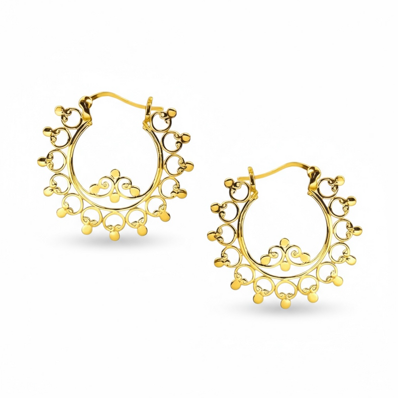 Exotische Filigrane 925 Sterling Silber Creolen – 18K Gold plattiert - OHR925-144