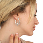 Bon Karma Silver Dentelle Creolen - Boucles d'oreilles de style bohème 925 Sterling Ear925-11