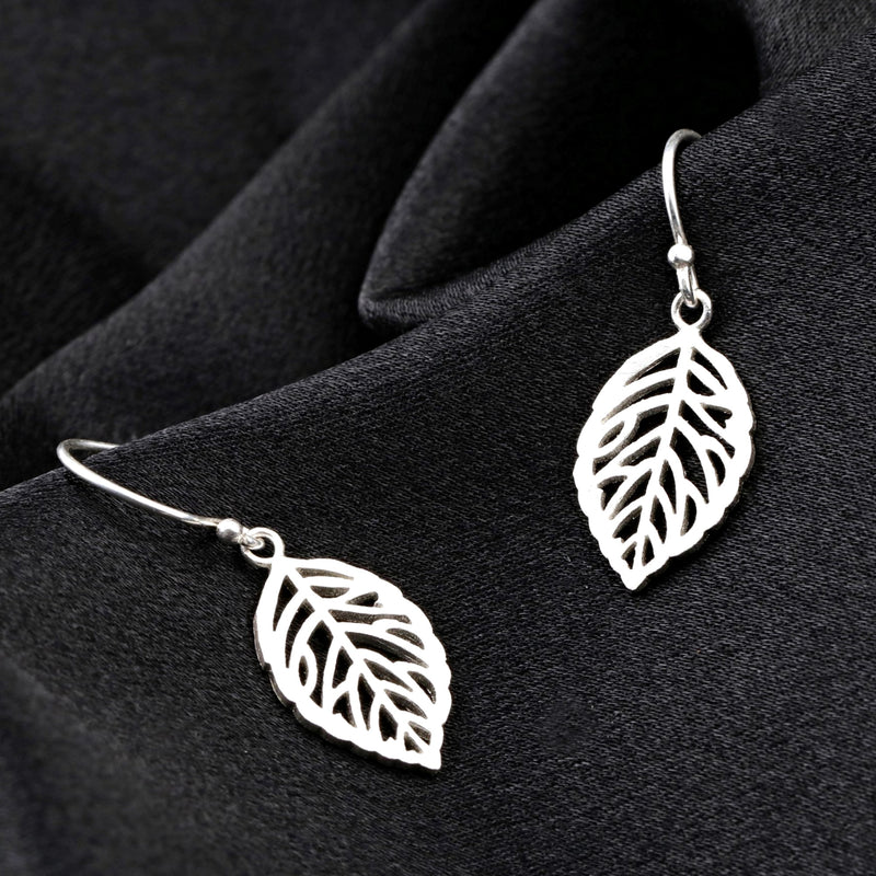 925 Sterling boucles d'oreilles "feuilles d'argent"-OHR925-12