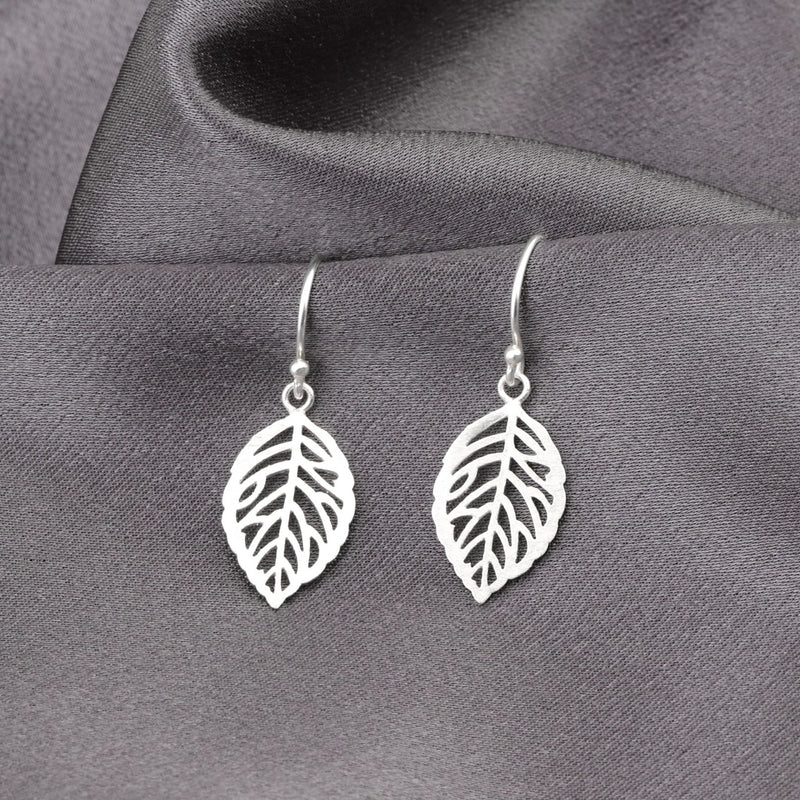 925 Sterling boucles d'oreilles "feuilles d'argent"-OHR925-12