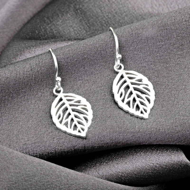 925 Sterling boucles d'oreilles "feuilles d'argent"-OHR925-12