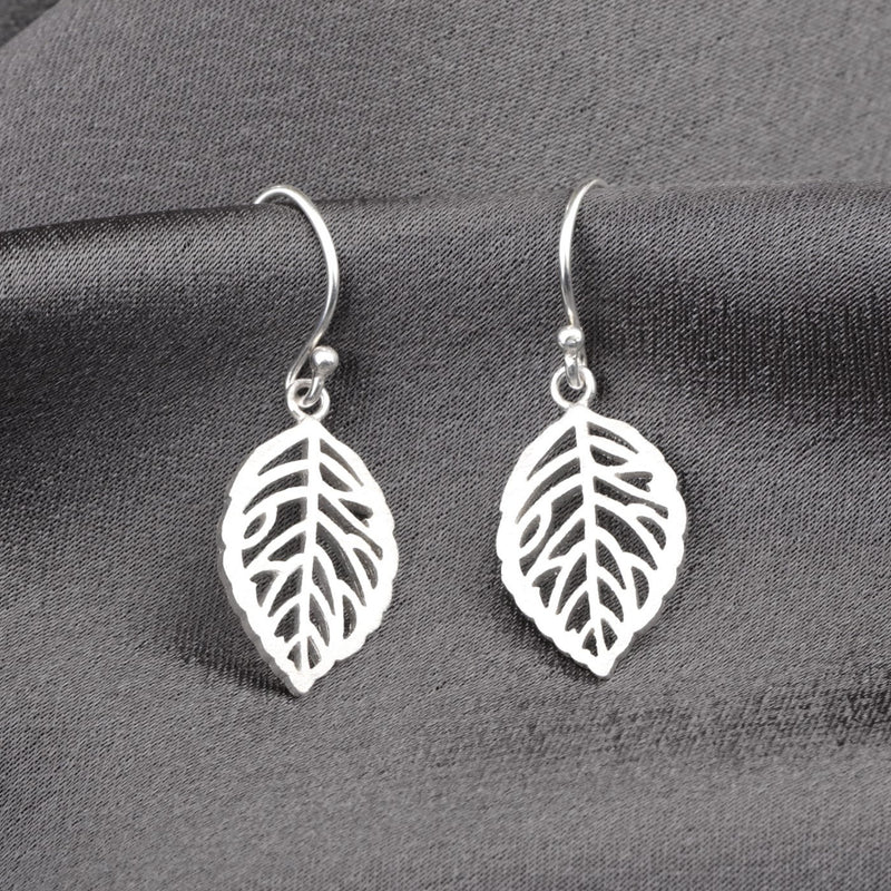 925 Sterling boucles d'oreilles "feuilles d'argent"-OHR925-12