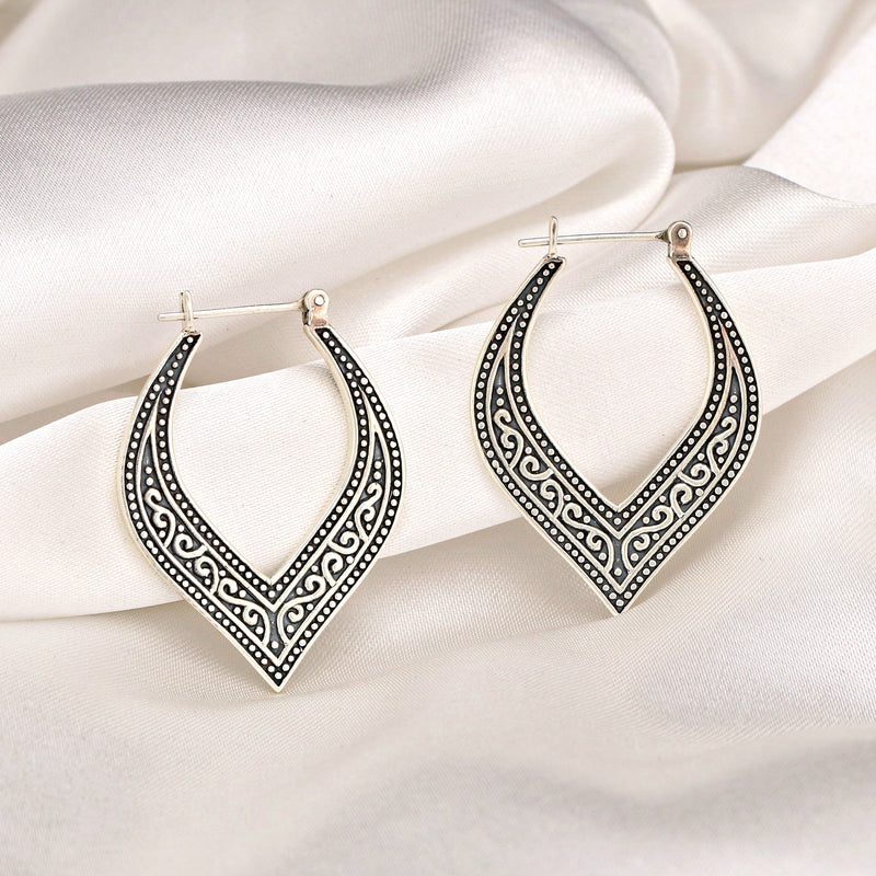 Creoles Oriental Casablanca - Boucles d'oreilles d'ornement en argent sterling 925 EPA925-66