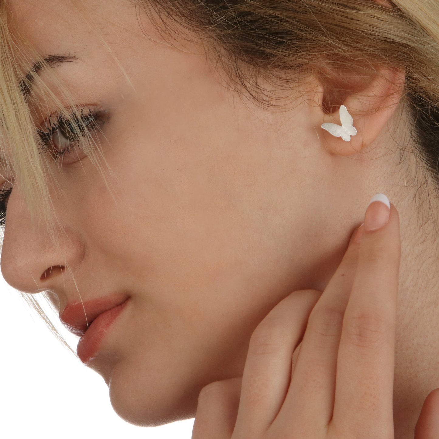 Boucles d'oreilles mini papillons - Boucles d'oreilles en argent sterling minimaliste 925 - EAR925-73