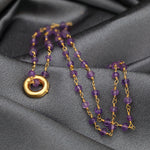 Amethyst Gold Circle-Vergoldeter Lila Violette cristal Edelstein Halskette-VIK-01