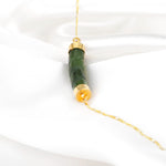 Jade Rod Gold chain - 925 pure Gold Crystal Emerald oriental Collier - k925 - 93