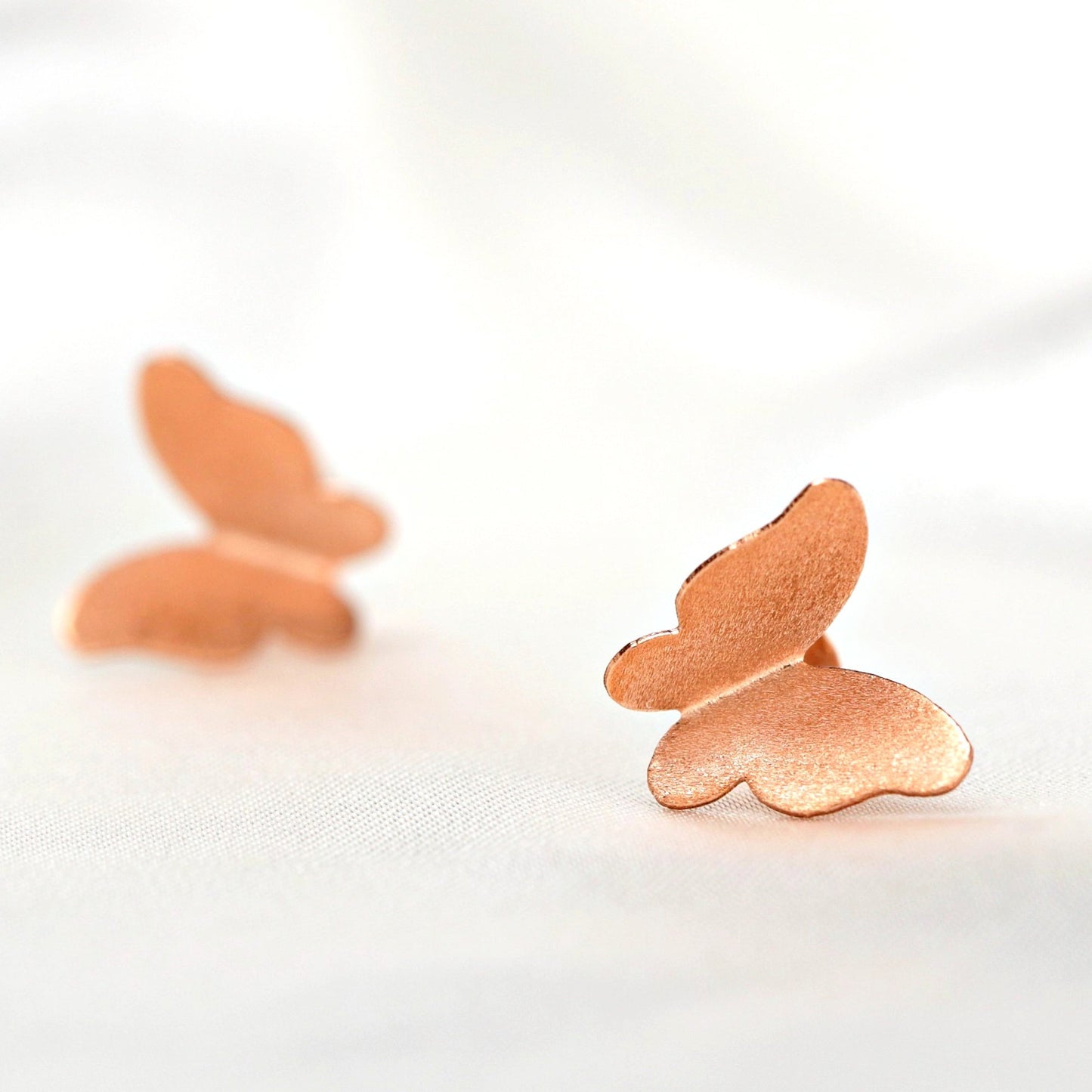 Boucles d'oreilles mini papillons - Boucles d'oreilles en plaqué or rose minimalistes 925 - EAR925-46