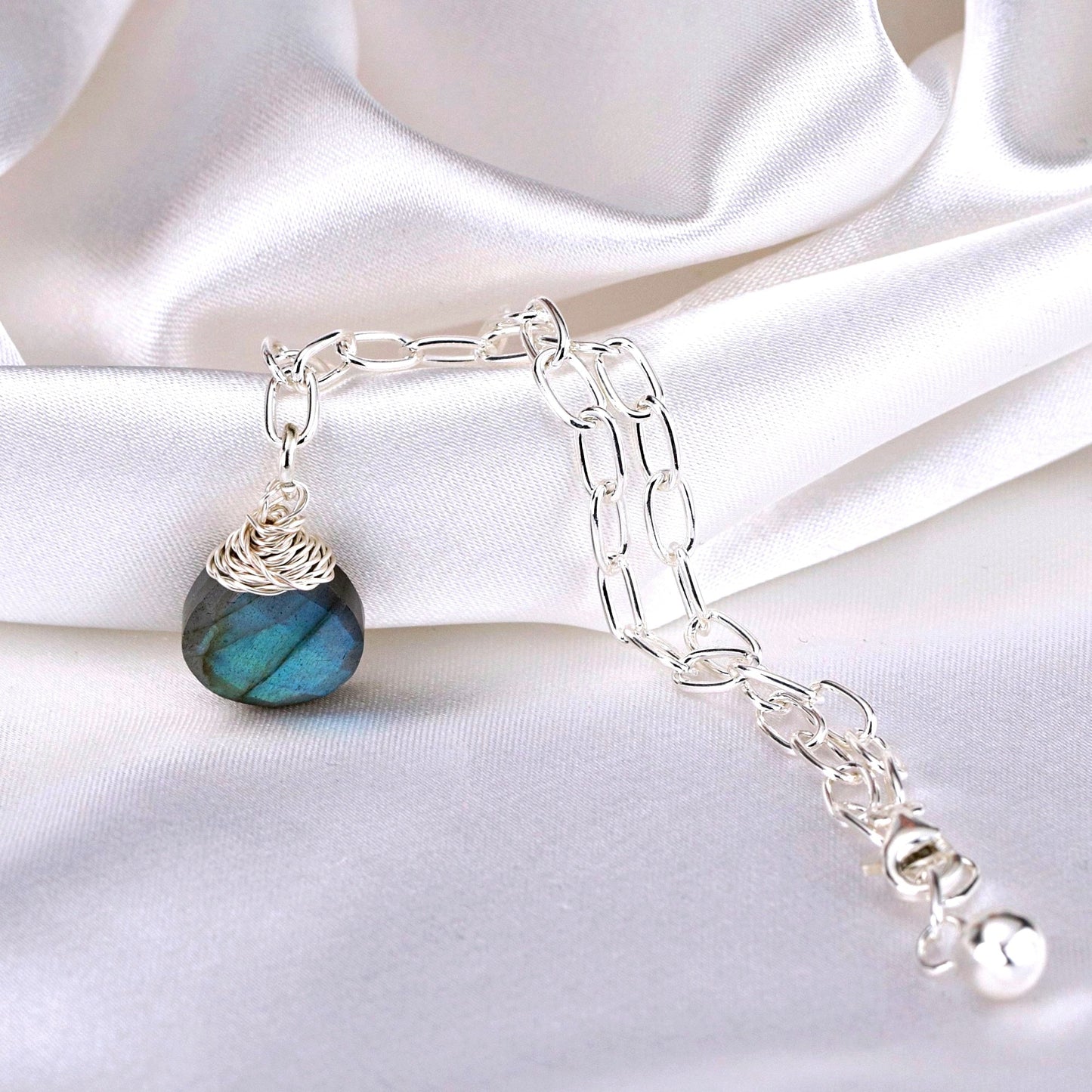 Bracelet de pierres précieuses Labradorite - 925 Sterling Silver Méditation Bijoux minimalistes - Arm925-10