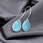 Boucles d'oreilles Aquamarin - Boucles d'oreilles GEM de luxe en argent sterling 925 - EAR925-105