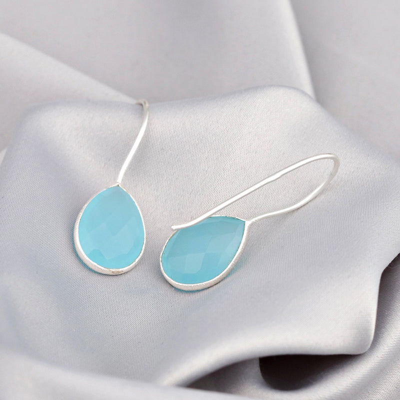 Boucles d'oreilles Aquamarin - Boucles d'oreilles GEM de luxe en argent sterling 925 - EAR925-105