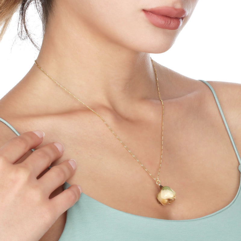 Véritable chaîne doré de la rose jaune 925 - bijoux de la nature - K925-81