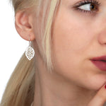 925 Sterling boucles d'oreilles "feuilles d'argent"-OHR925-12