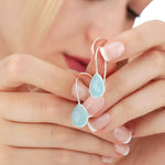 Boucles d'oreilles Aquamarin - Boucles d'oreilles GEM de luxe en argent sterling 925 - EAR925-105