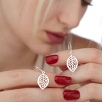 925 Sterling boucles d'oreilles "feuilles d'argent"-OHR925-12