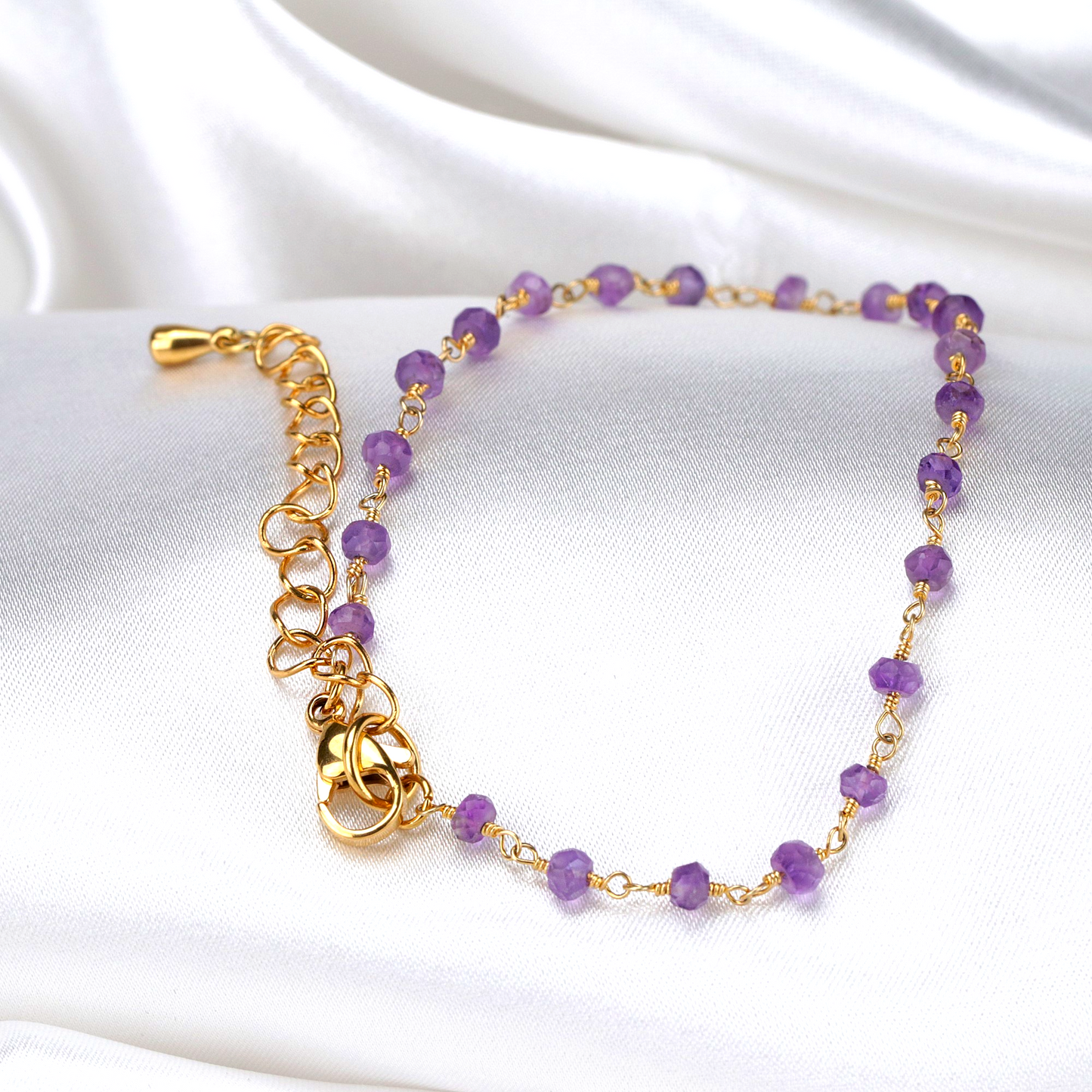 Bracelet d'améthyste Rondelle - Bijoux de pierres précieuses minimalistes d'or - Tecture 40