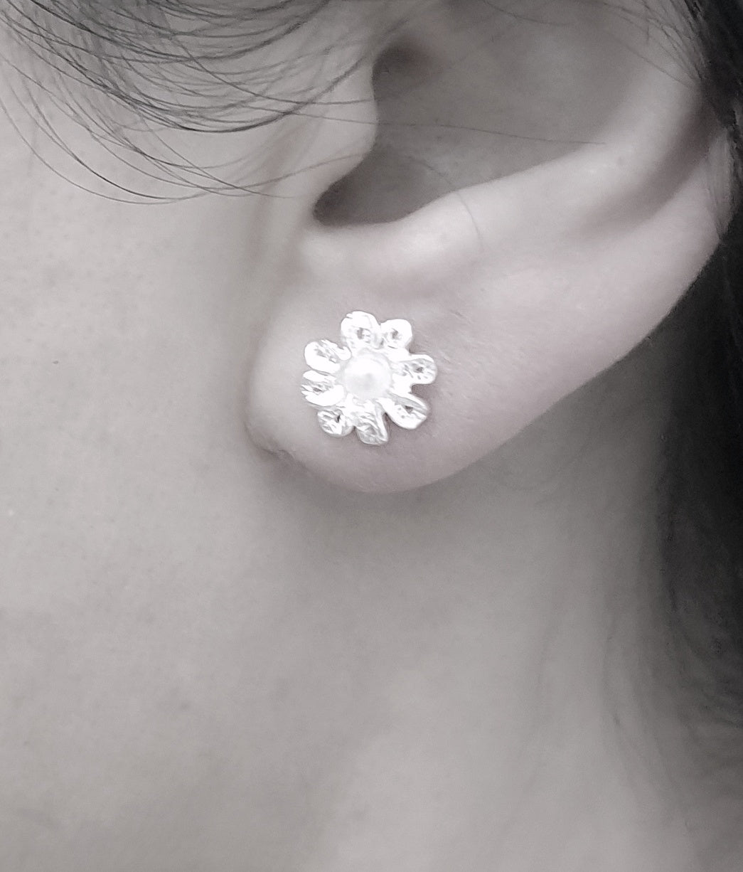 Boucles d'oreilles en argent sterling 925 "Perles de fleurs" II