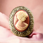 Kamee baroque dame broche dans un style vintage - orange