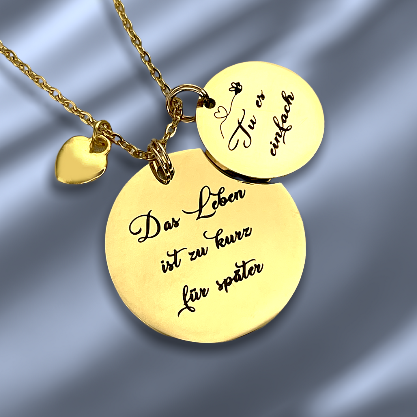Personalisierbare Vergoldete Gravur-Kette aus Edelstahl und mit Herz VIK-93