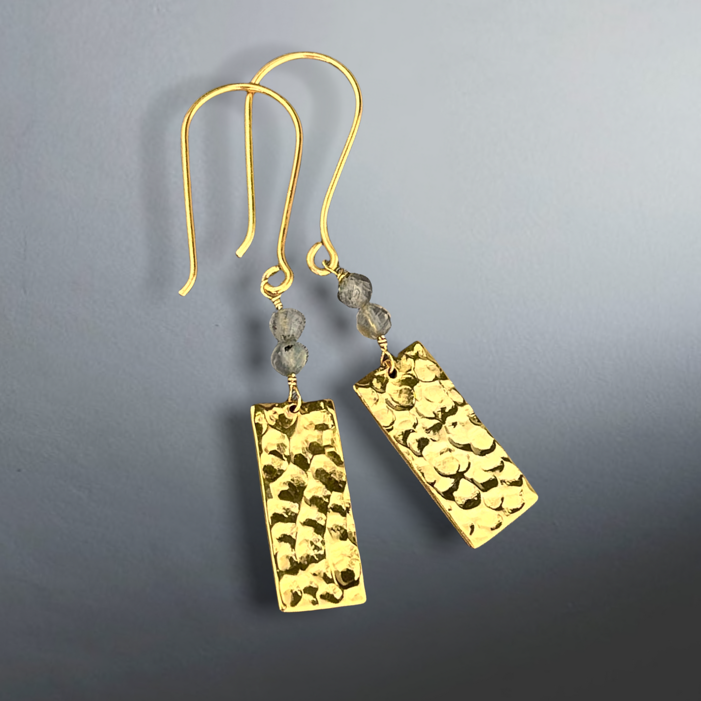 Boucles d'oreilles de pierres précieuses Labradorite - bijoux de pierres précieuses en or sterling doré 925 - EAR925-123