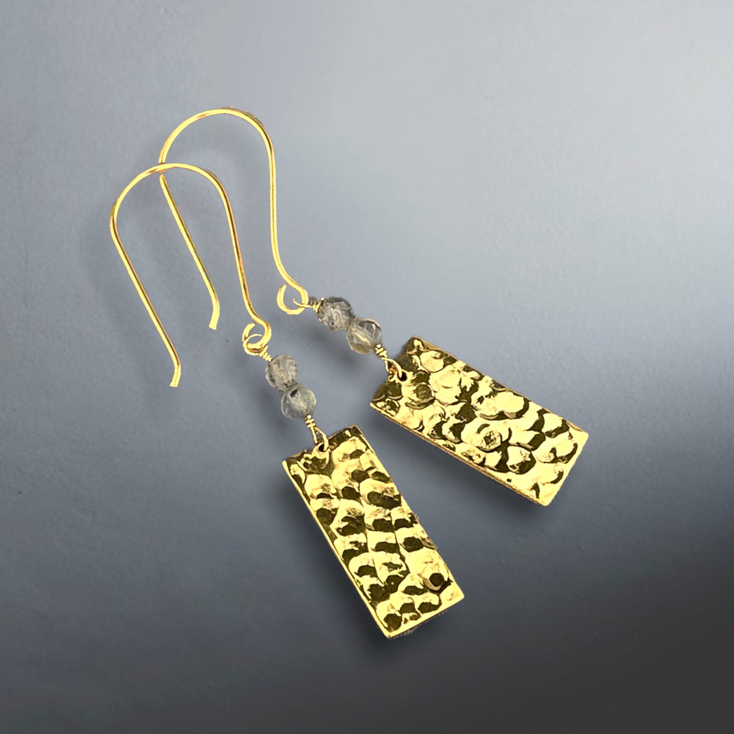 Boucles d'oreilles de pierres précieuses Labradorite - bijoux de pierres précieuses en or sterling doré 925 - EAR925-123