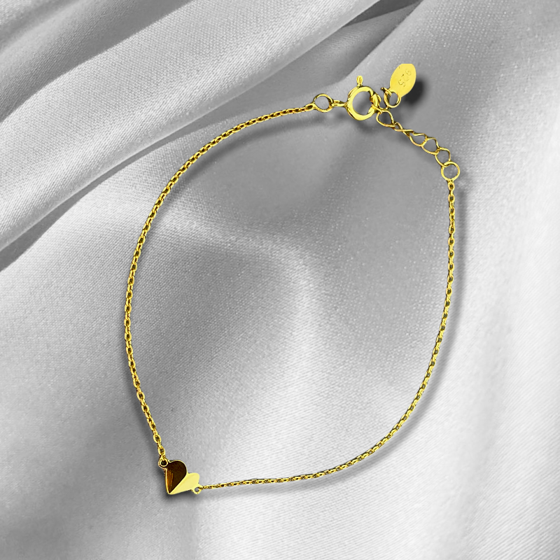 Bracelet en plaqué or sterling 925 Heart - Cadeau d'amour pour minimalistes - Arm925-25
