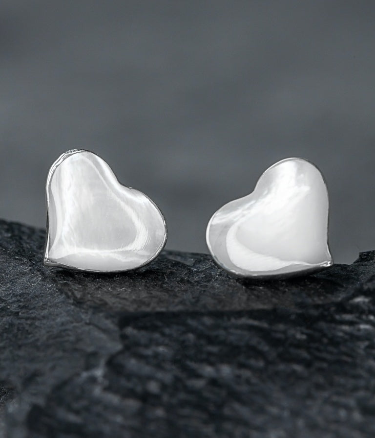 Boucles d'oreilles en argent sterling 925 "cœurs de nacre"
