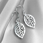 925 Sterling boucles d'oreilles "feuilles d'argent"-OHR925-12