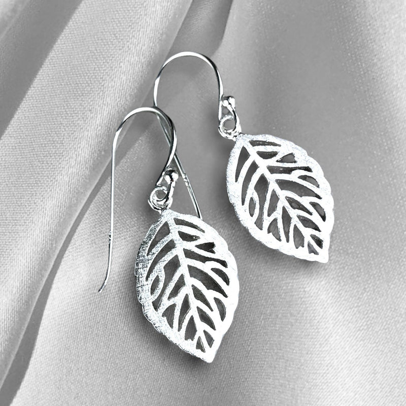 925 Sterling boucles d'oreilles "feuilles d'argent"-OHR925-12