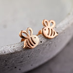 Boucles d'oreilles Mini-goujons d'abeille - Boucles d'oreilles plaquées en plaqué or sterling en Rosegold 925 - EAR925-40