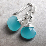 Chalcedon gouttes d'os en argent 925 Sterling Argent Cristal Cristal Edelstein Edelstein-OHR925-118