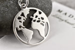 Pendentif Silhouette de la carte du monde - Collier de remorque du monde de l'argent 925 Sterling Silver Globetrotter - K925-143