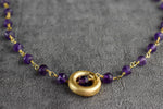 Amethyst Gold Circle-Vergoldeter Lila Violette cristal Edelstein Halskette-VIK-01