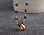 Amethyst Gold Circle-Vergoldeter Lila Violette cristal Edelstein Halskette-VIK-01