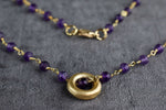 Amethyst Gold Circle-Vergoldeter Lila Violette cristal Edelstein Halskette-VIK-01