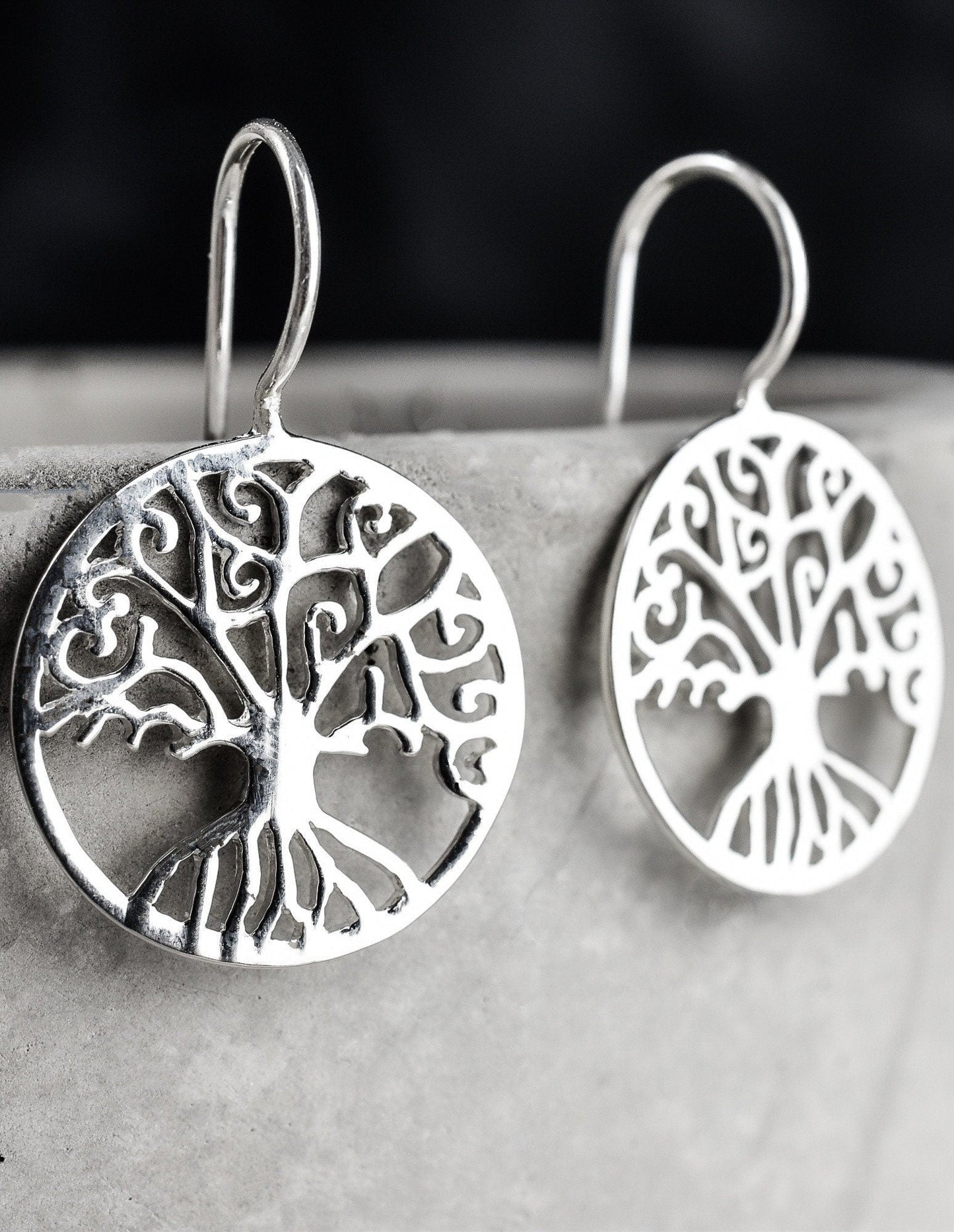 Boucles d'oreilles en argent arbre de vie - 925 Sterling Silver Viving Bijoux d'arbre Ear 925-121