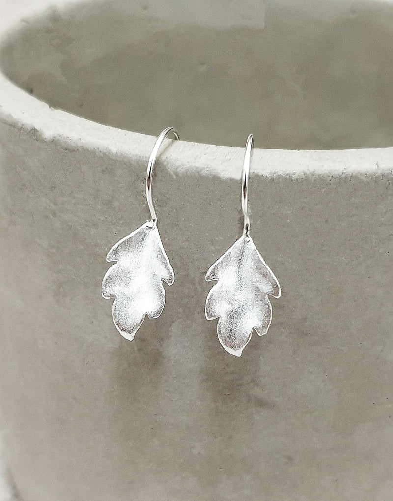 Boucles d'oreilles en argent d'automne - 925 boucles d'oreilles en argent sterling mat 3D - ohr925 - 30