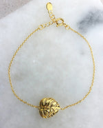 Monstera Feuille Gold Armband-925 Sterling Gold Vergodor Naturschmuck-ARM925-46