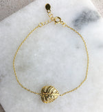 Monstera Feuille Gold Armband-925 Sterling Gold Vergodor Naturschmuck-ARM925-46