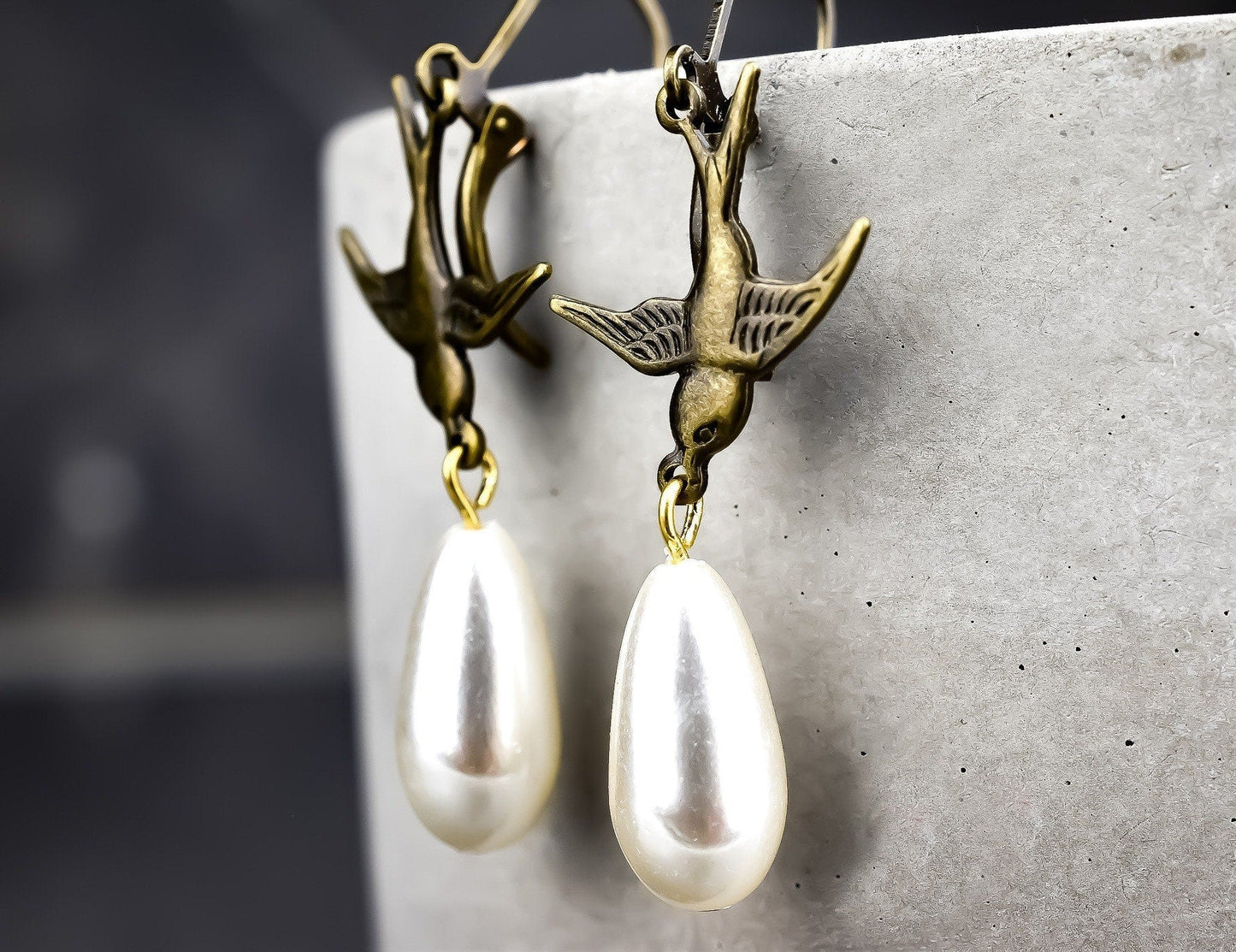 Boucles d'oreilles perles de perles de vol - Bijoux rétro nostalgiques - VinoHR-63
