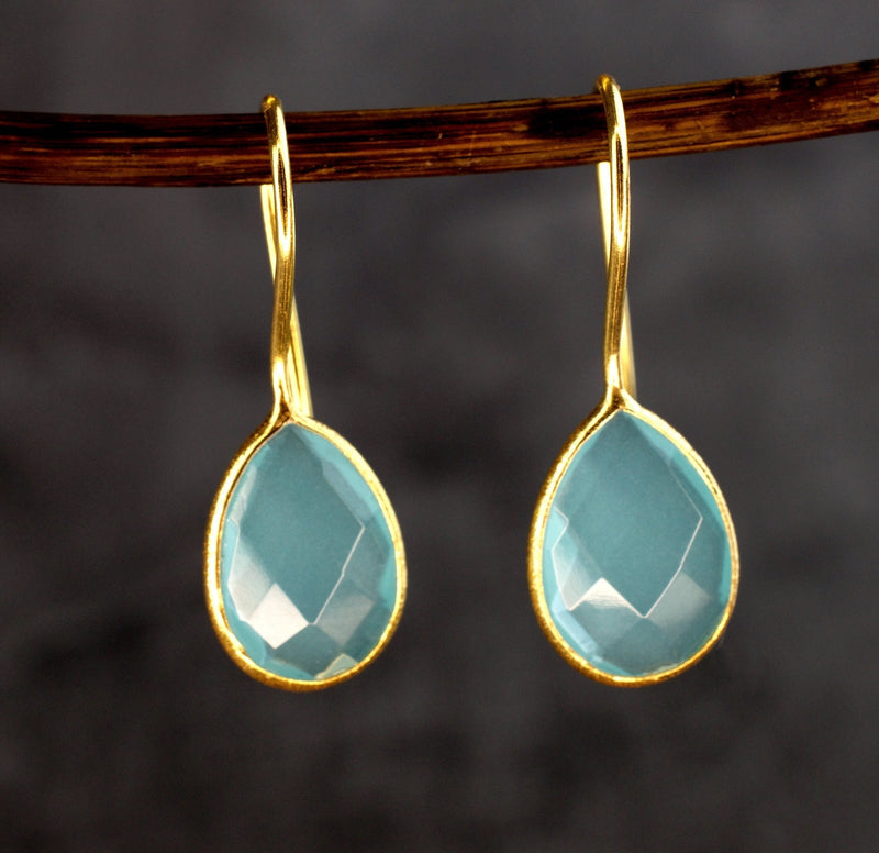 Aquamarin Gold boucles d'oreilles-925 Sterling Golan Edelstein Luxureuse Edelstein-boucles-OHR925-87