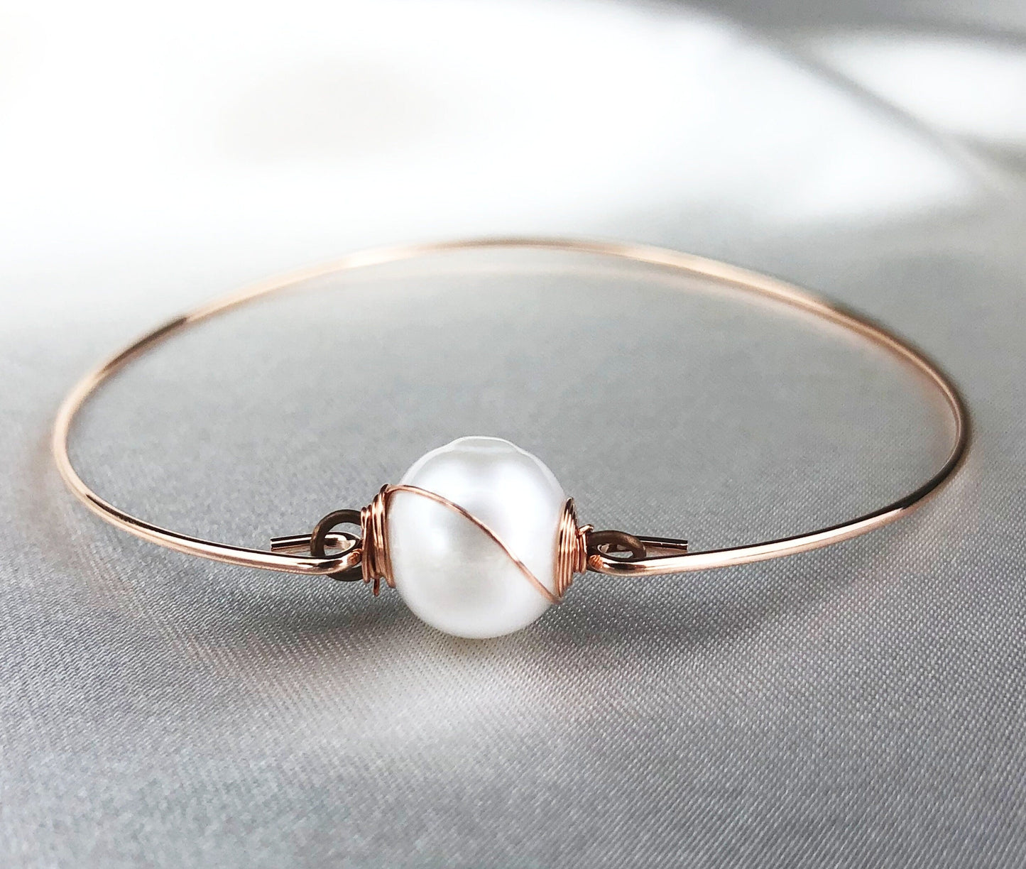 Bracelet de perles d'eau douce - Rosegold Gold Plated Real Pearl Bridal De Mariée Mariage Bijoux de mariée - Tecture-19