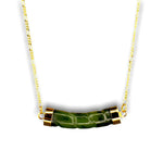 Jade Rod Gold chain - 925 pure Gold Crystal Emerald oriental Collier - k925 - 93