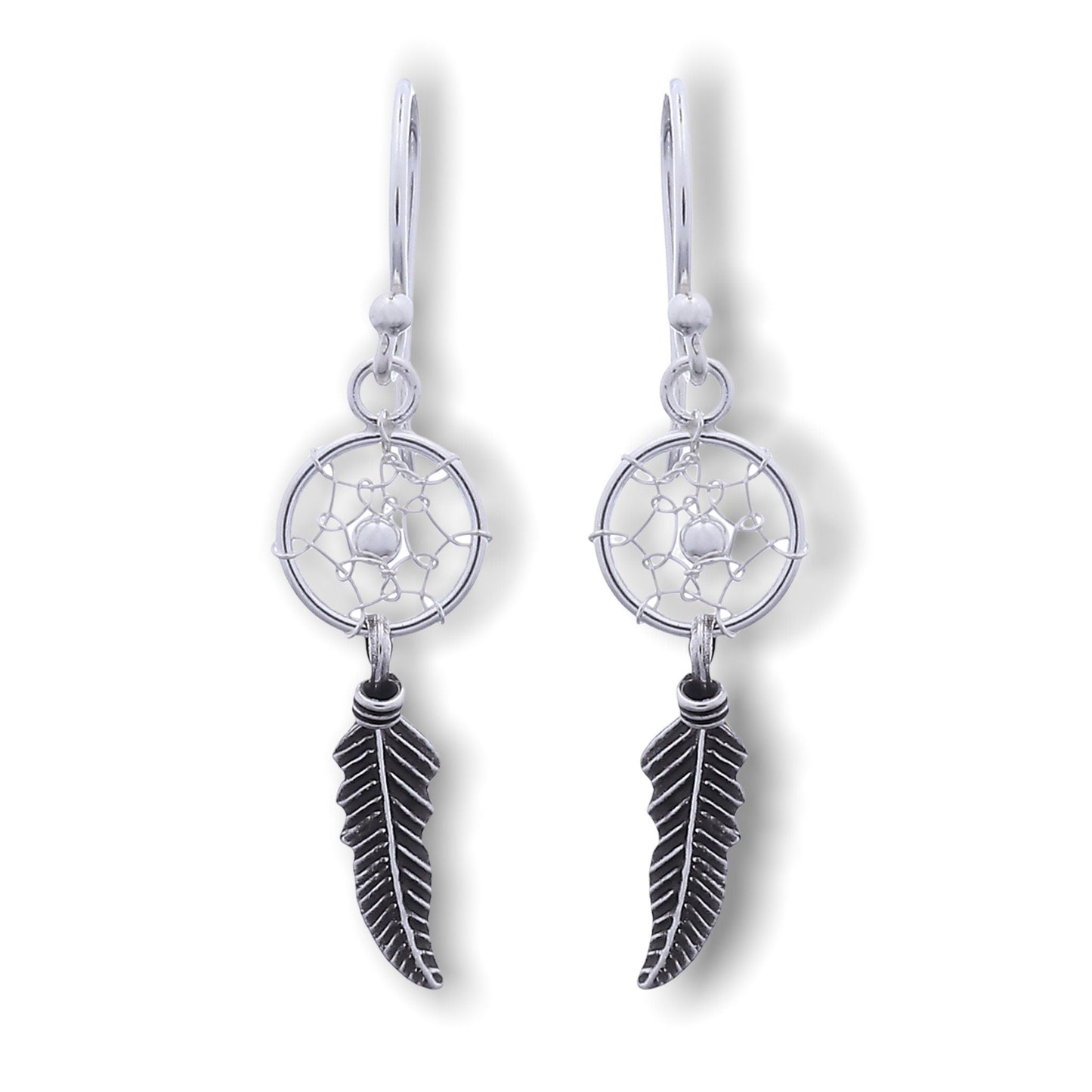 Boucles d'oreilles Catcher de rêve - 925 Sterling Silver Tribal Boho Shaman Indian Bijoux - Ear 925-42