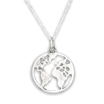 Pendentif Silhouette de la carte du monde - Collier de remorque du monde de l'argent 925 Sterling Silver Globetrotter - K925-143