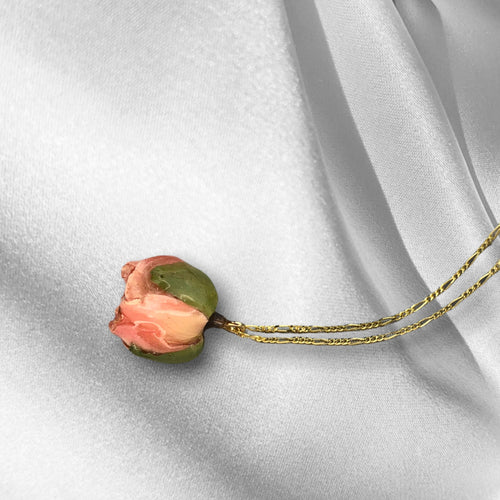 Véritable chaîne de nez de rose - collier doré de 925 sterling avec rose - k925-61